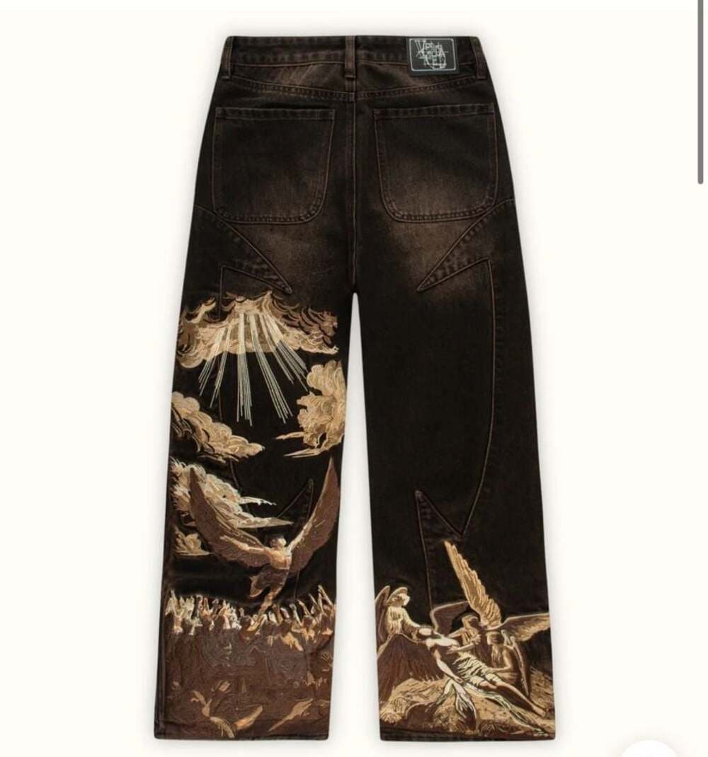 Vescartes Heavens Eclipse Embroidered Baggy Denim Jeans XL